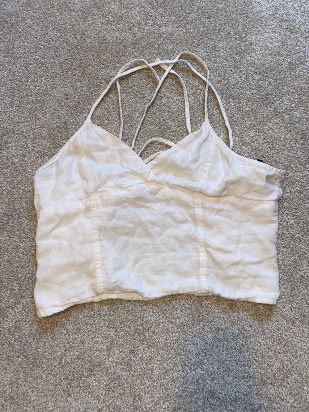Urban Outfitter White Linen Crop Tank